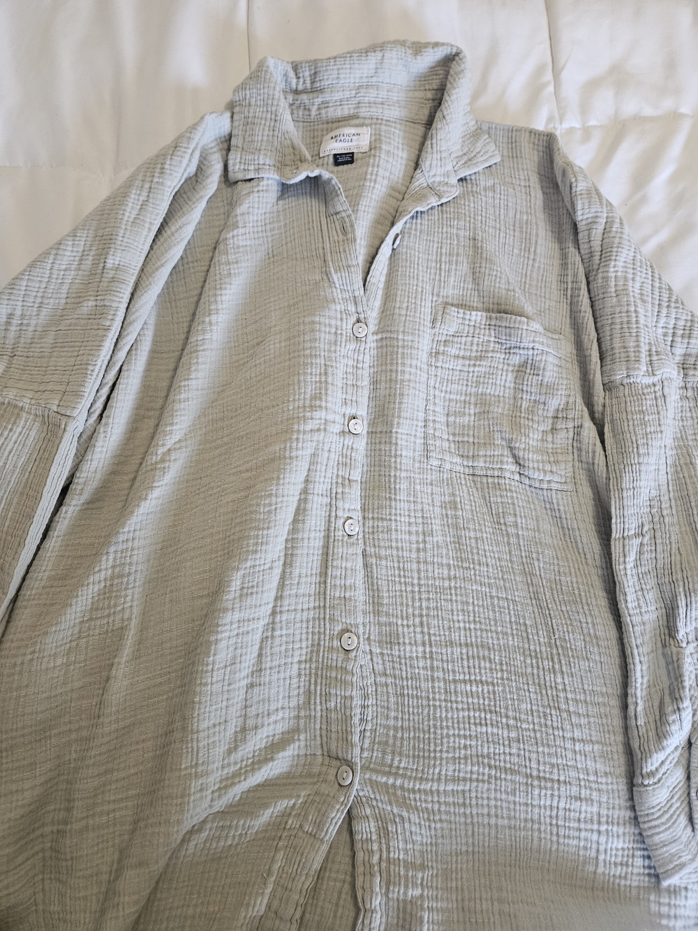 American Eagle Outfitters Light Green Gauze Button-Up